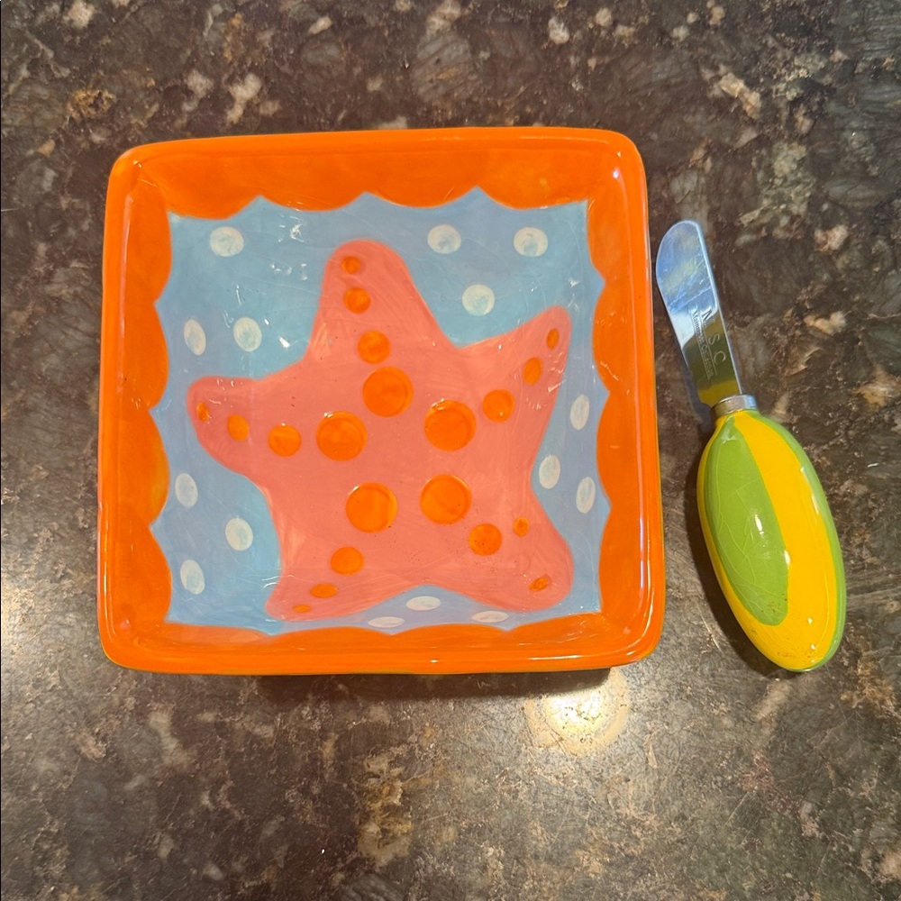Colorful Starfish Bowl with Spreader